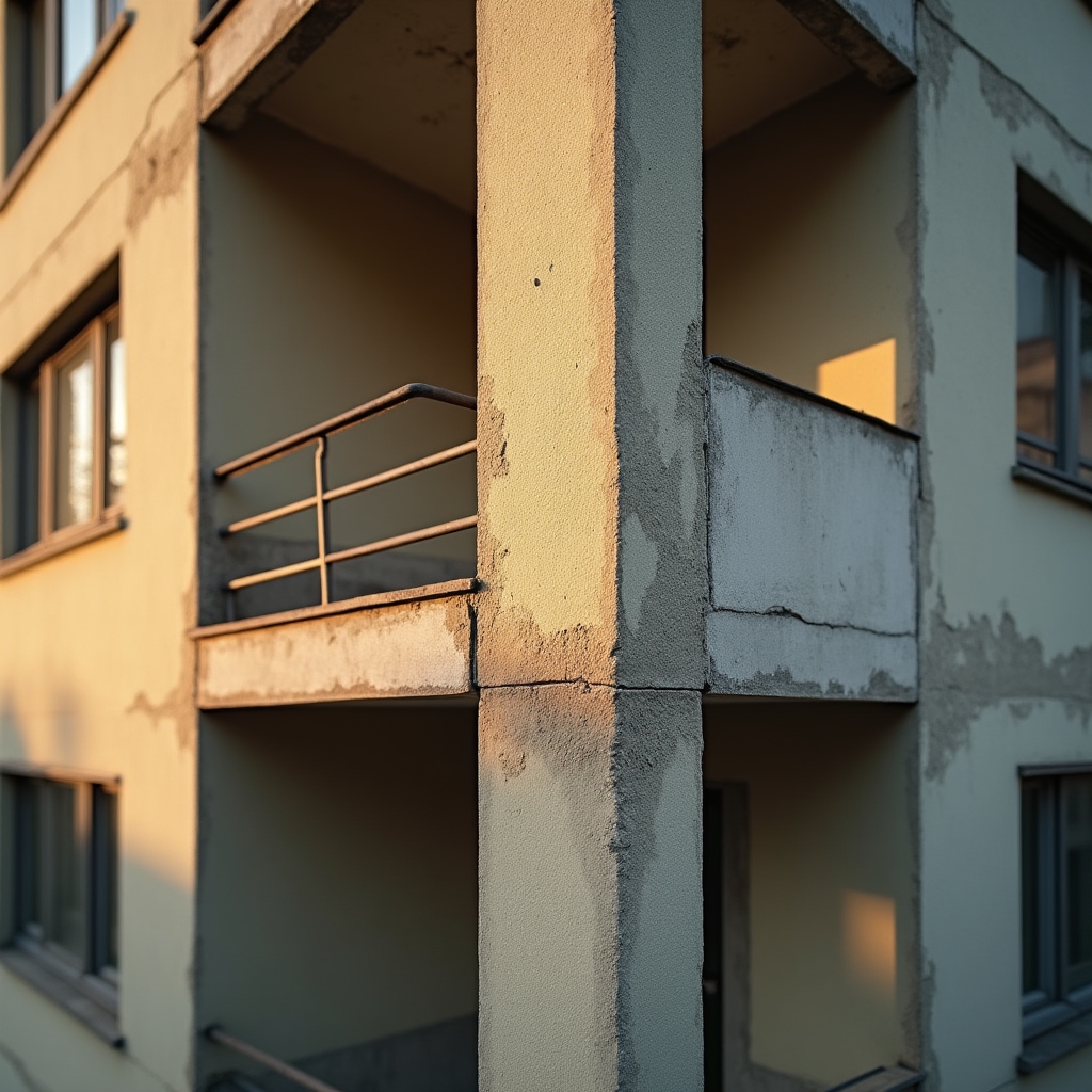 Detaliu de construcție specific blocurilor comuniste românești